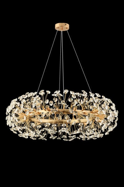 Gloria 80'lik Gold Kristal Taşlı Modern Tasarım Salon Avize