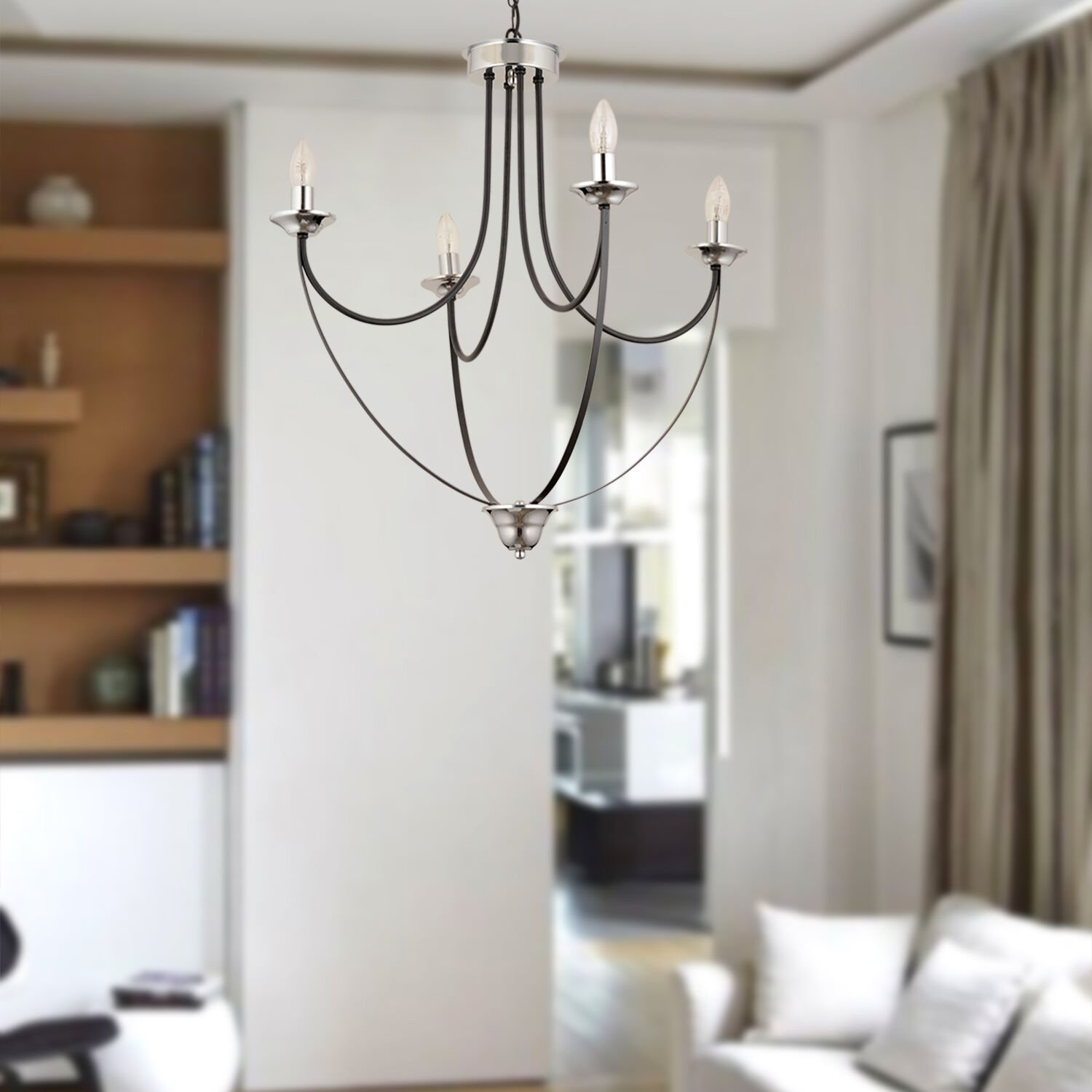 Obito 4Lü Siyah Krom Modern Sarkıt Yatak odası Retro Salon Avize