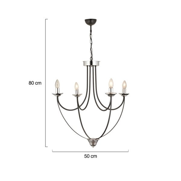 Obito 4Lü Siyah Krom Modern Sarkıt Yatak odası Retro Salon Avize