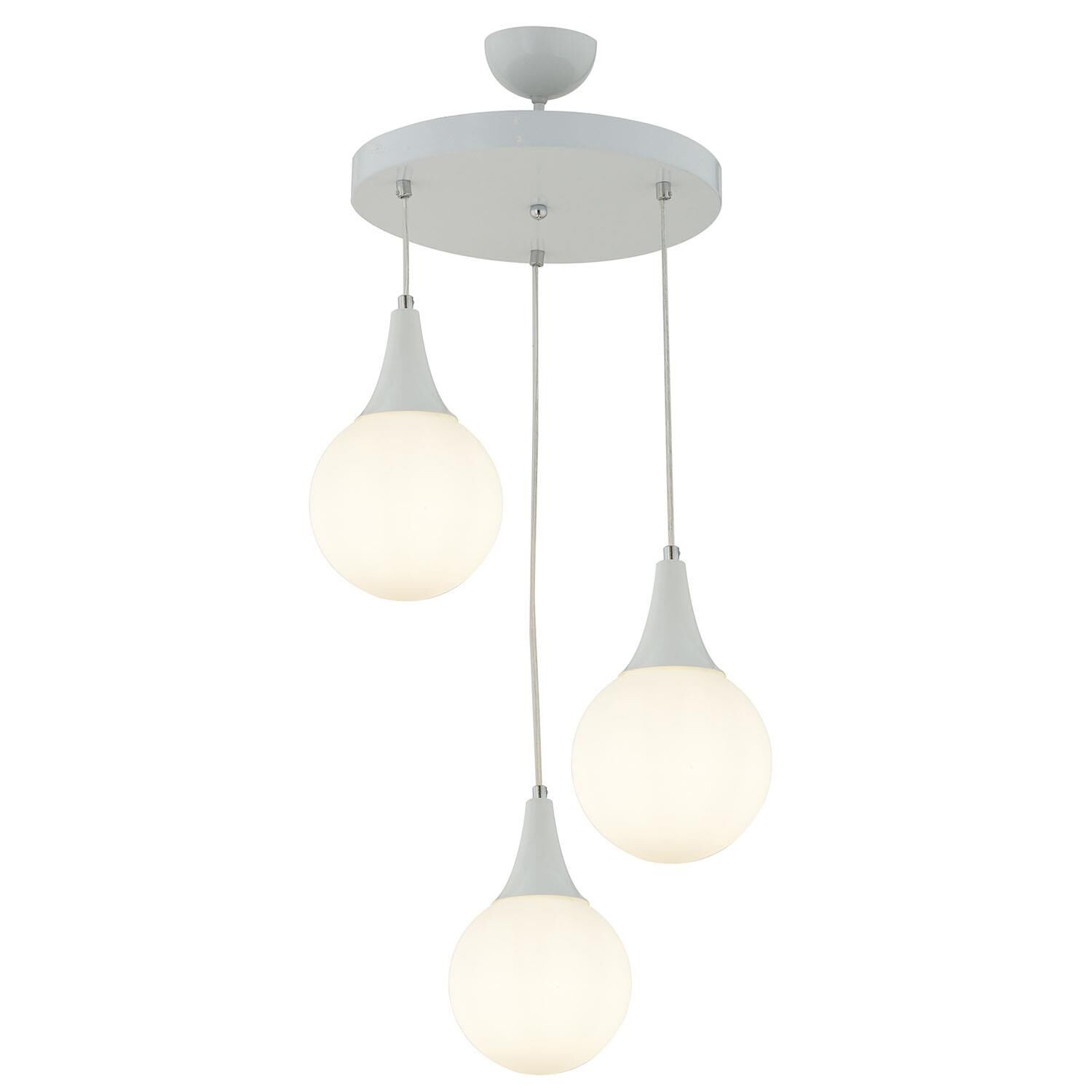 Damla 3 Lü Yuvarlak Beyaz -Led Ampul  Dahil Modern Koridor Mutfak Salon Sarkıt Avize