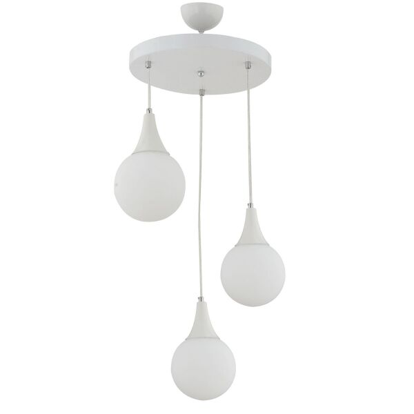 Damla 3 Lü Yuvarlak Beyaz -Led Ampul  Dahil Modern Koridor Mutfak Salon Sarkıt Avize