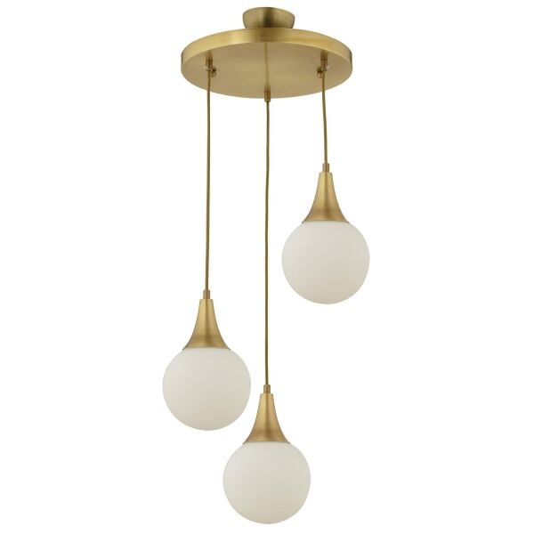 Damla 3 Lü Yuvarlak Eskitme -Led Ampul  Dahil Modern Koridor Mutfak Salon Sarkıt Avize