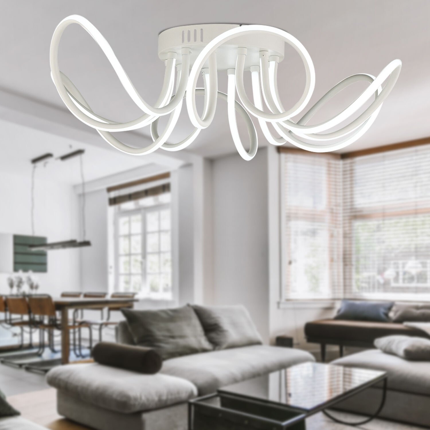 Ladore 6lı Beyaz 120 Watt Sarkıt Ledli Modern Mutfak Banyo Led Salon Plafonyer Avize