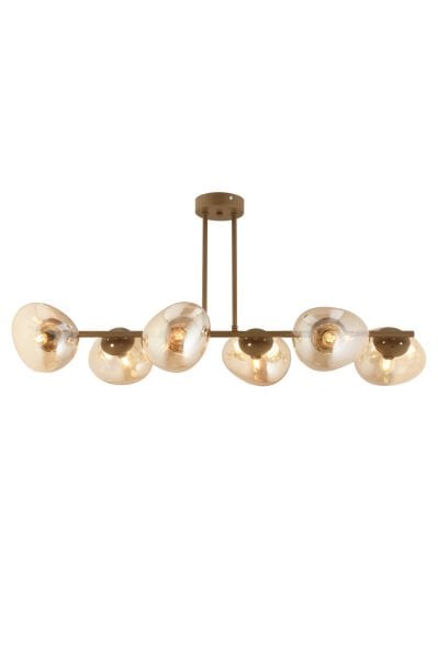 Tristan 6'Lı Sıralı Eskitme Modern Yemek Masası Üstü, Salon Avize