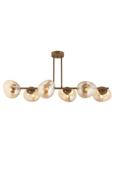 *BAL CAMLI*Tristan 6'Lı Sıralı Eskitme Modern Yemek Masası Üstü, Salon Avize