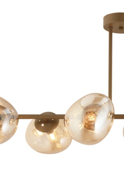 *BAL CAMLI*Tristan 6'Lı Sıralı Eskitme Modern Yemek Masası Üstü, Salon Avize