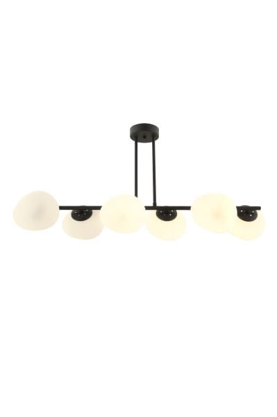 Tristan 6'Lı Sıralı Siyah Modern Yemek Masası Üstü, Salon Avize