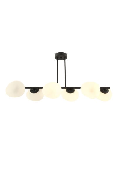 Tristan 6'Lı Sıralı Siyah Modern Yemek Masası Üstü, Salon Avize