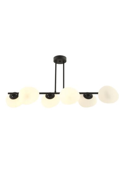 Tristan 6'Lı Sıralı Siyah Modern Yemek Masası Üstü, Salon Avize