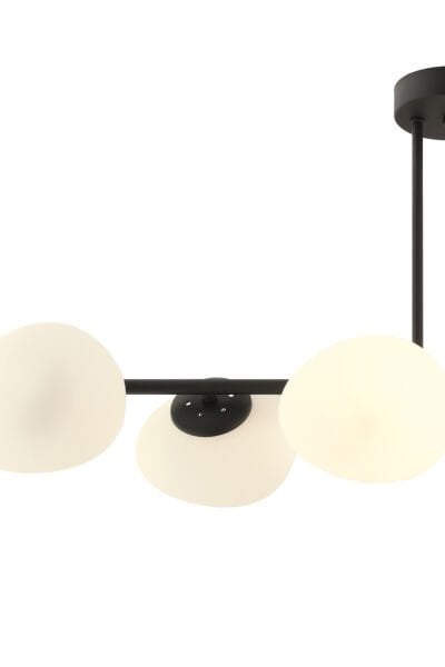 Tristan 6'Lı Sıralı Siyah Modern Yemek Masası Üstü, Salon Avize