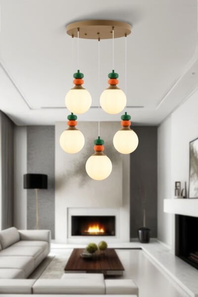 Selliu 5'li Yuvarlak Renkli Modern Salon Avize