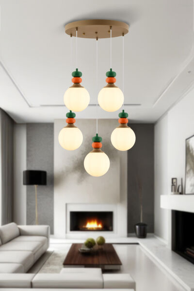 Selliu 5'li Yuvarlak Renkli Modern Salon Avize