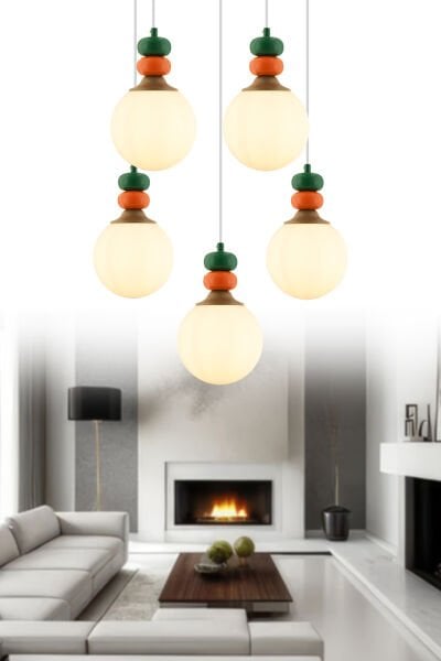 Selliu 5'li Yuvarlak Renkli Modern Salon Avize