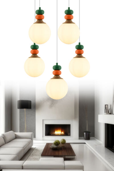 Selliu 5'li Yuvarlak Renkli Modern Salon Avize