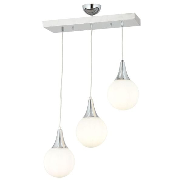 Damla 3 Lü Sıralı Beyaz -Led Ampul  Dahil Modern Koridor Mutfak Salon Sarkıt Avize