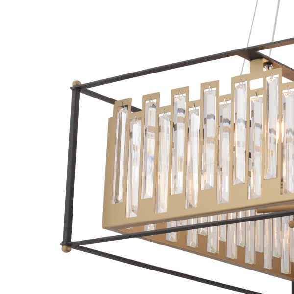 Adran 8'li Siyah Eskitme Kristalli Taşlı Modern Tasarım Kristal Büyük Salon Avize