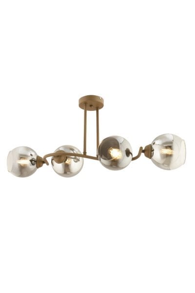 Kyruz 4'lü Eskitme Füme Camlı Modern Salon Avize