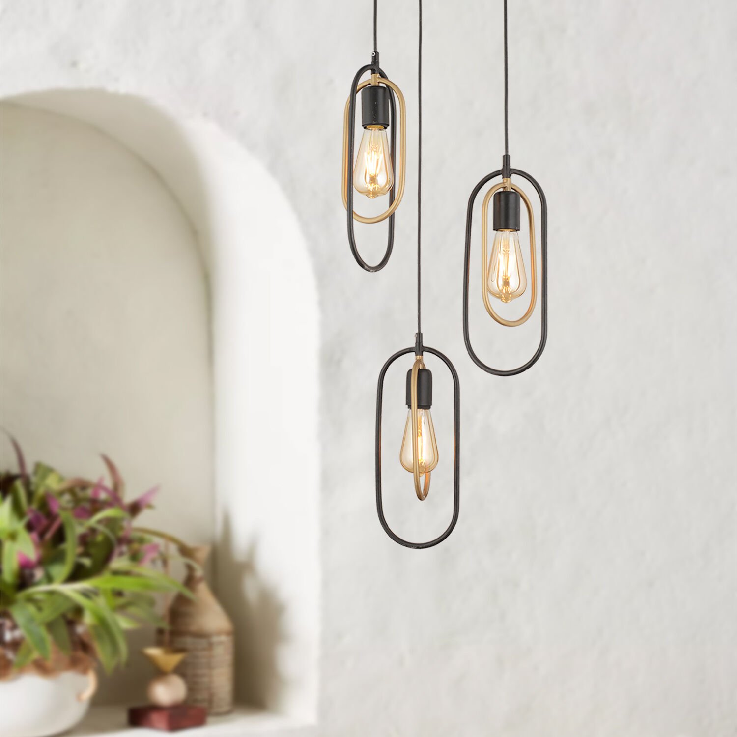 Lotus 3Lü Yuvarlak Eskitme Modern Sarkıt Mutfak Yatak odası Salon Sarkıt Avize