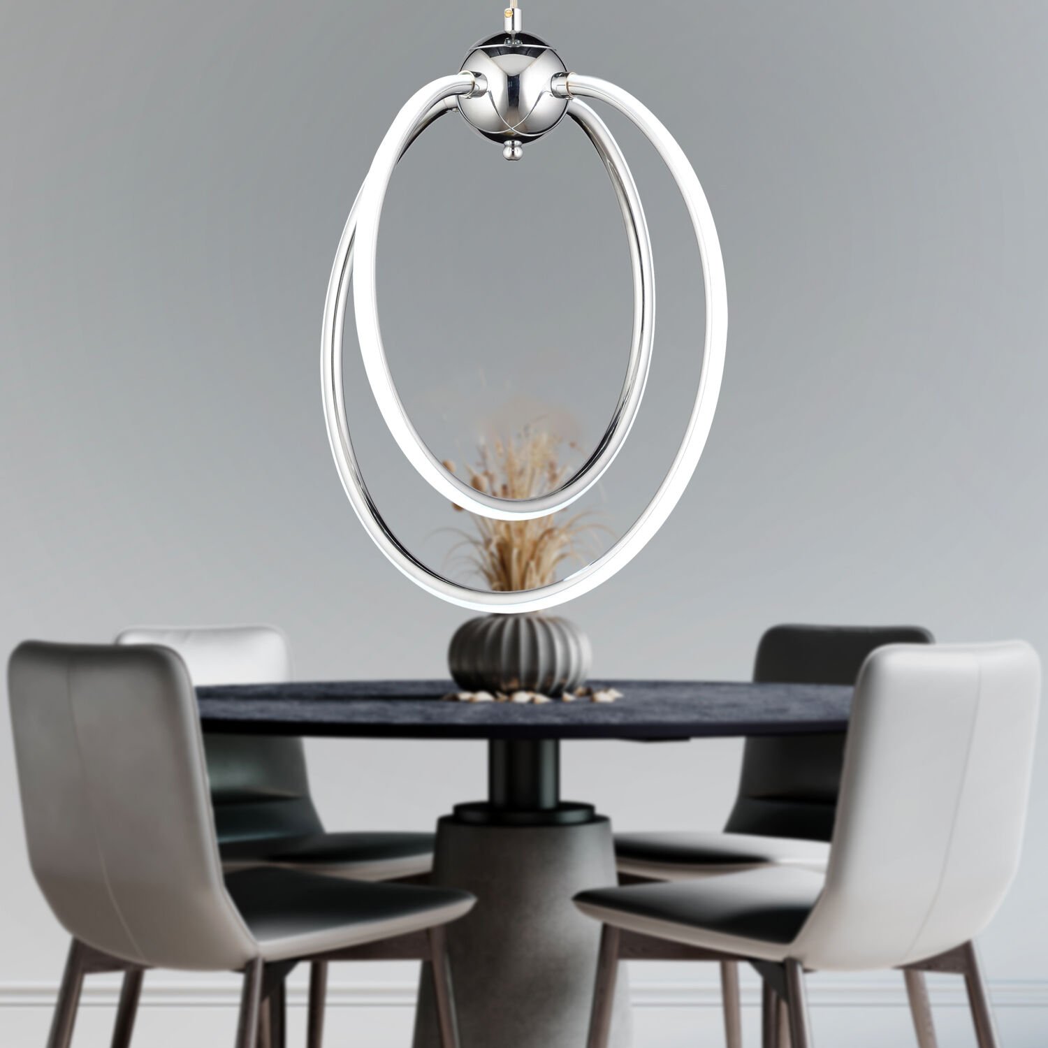 Lucca 2li Krom Sarkıt 40 Watt Sarkıt Ledli Modern Mutfak Banyo Led Salon Sarkıt Avize