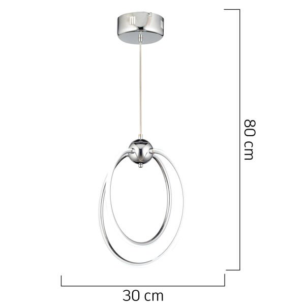 Lucca 2li Krom Sarkıt 40 Watt Sarkıt Ledli Modern Mutfak Banyo Led Salon Sarkıt Avize