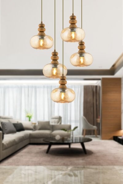 Elodie 5'li Yuvarlak Bohem Modern Sarkıt Salon Avize