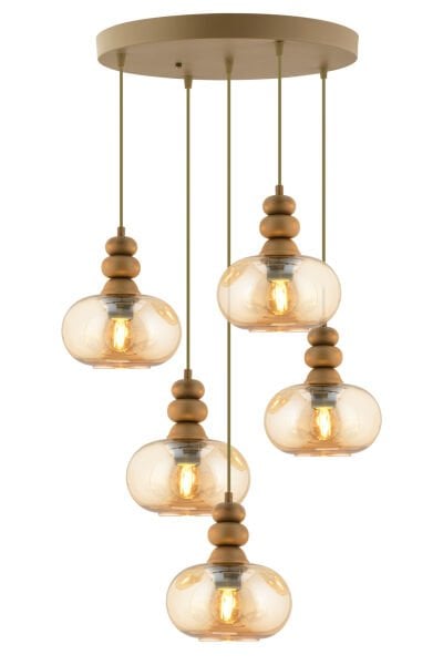 Elodie 5'li Yuvarlak Bohem Modern Sarkıt Salon Avize