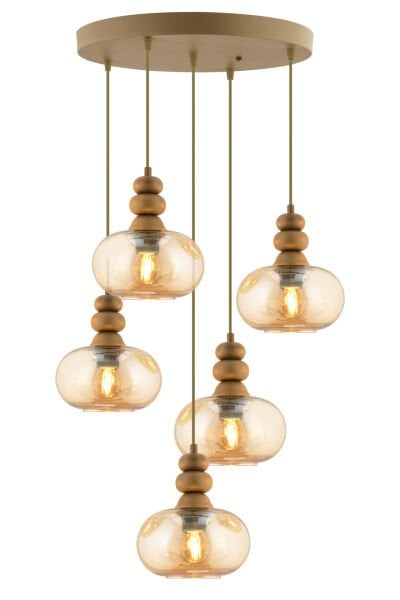 Elodie 5'li Yuvarlak Bohem Modern Sarkıt Salon Avize