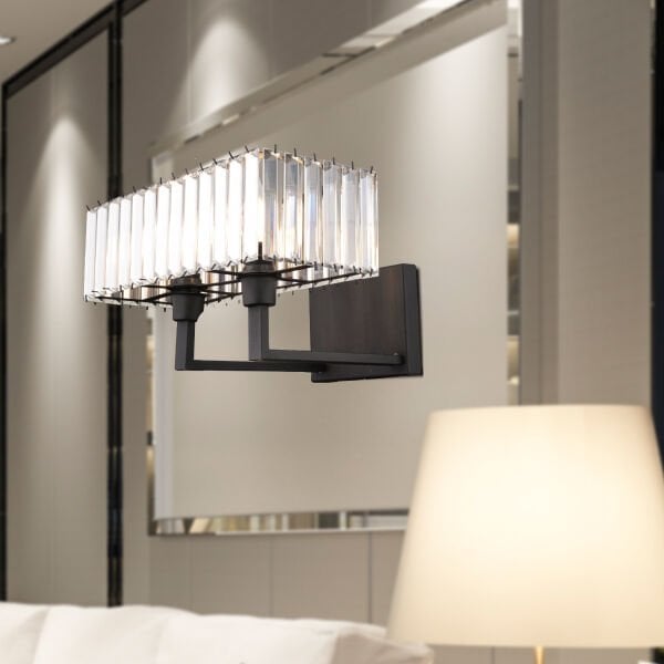 Brambles Siyah Kristal Taşlı Duvar Lambası Yatak Odası-Yatak Başı-Salon için Aplik