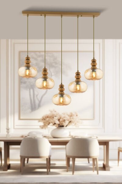 Elodie 5'li Sıralı Bohem Modern Sarkıt Salon Avize