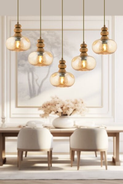 Elodie 5'li Sıralı Bohem Modern Sarkıt Salon Avize