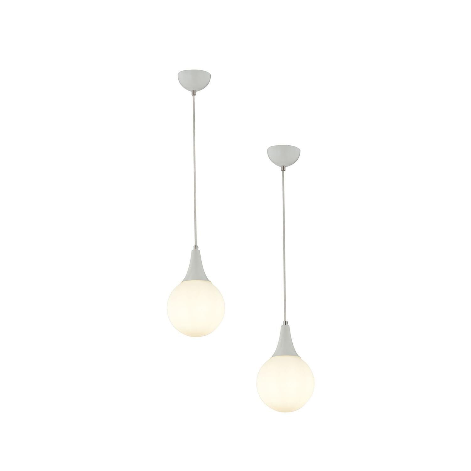 Damla Tekli Beyaz Camlı 2Li Modern Sarkıt Mutfak Salon Avize  Seti