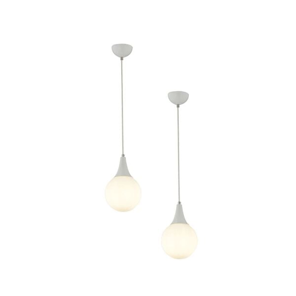 Damla Tekli Beyaz Camlı 2Li Modern Sarkıt Mutfak Salon Avize  Seti