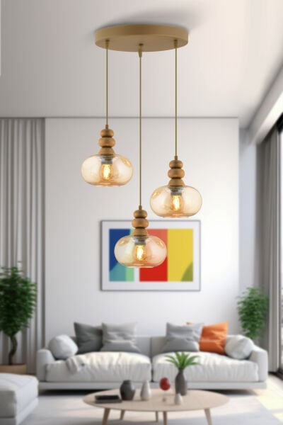 Elodie 3'Lü Yuvarlak Bohem Modern Sarkıt Salon Avize