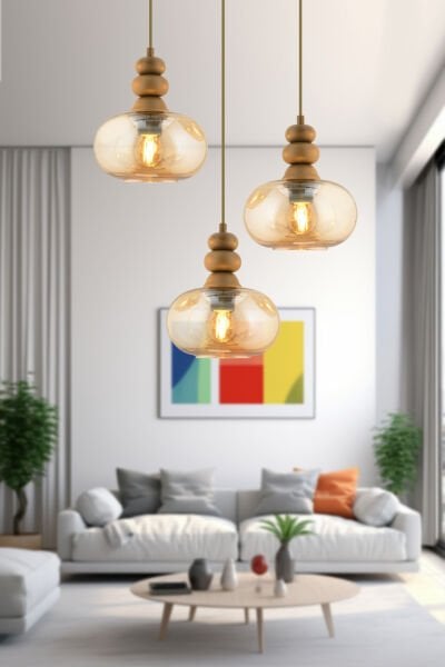 Elodie 3'Lü Yuvarlak Bohem Modern Sarkıt Salon Avize