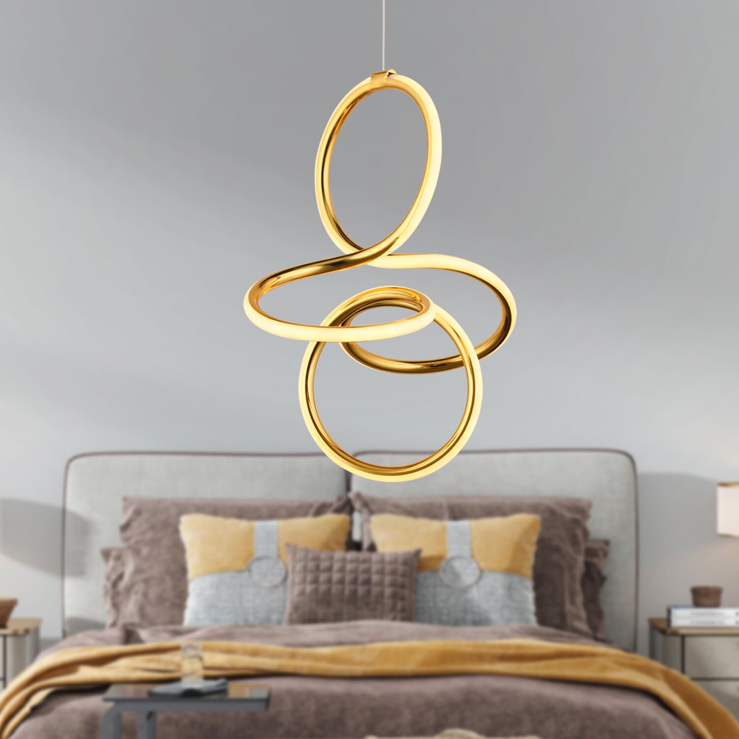 Lucetta Gold Sarkıt 48 Watt Sarkıt 3 Renkli Ledli Modern Mutfak Banyo Led Salon Sarkıt Avize