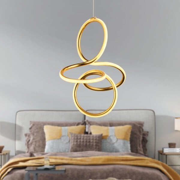 Lucetta Gold Sarkıt 48 Watt Sarkıt 3 Renkli Ledli Modern Mutfak Banyo Led Salon Sarkıt Avize