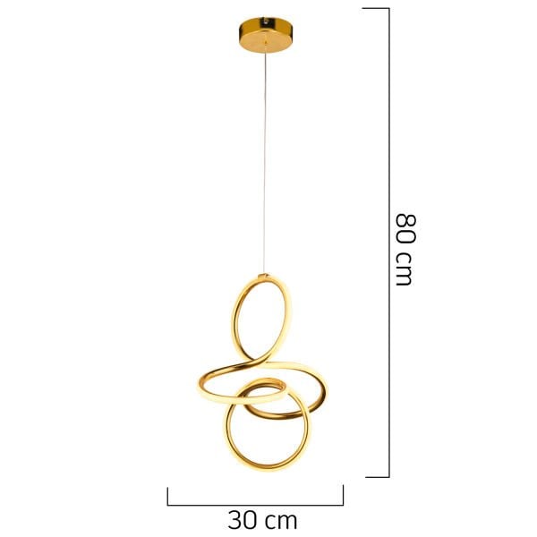 Lucetta Gold Sarkıt 48 Watt Sarkıt 3 Renkli Ledli Modern Mutfak Banyo Led Salon Sarkıt Avize