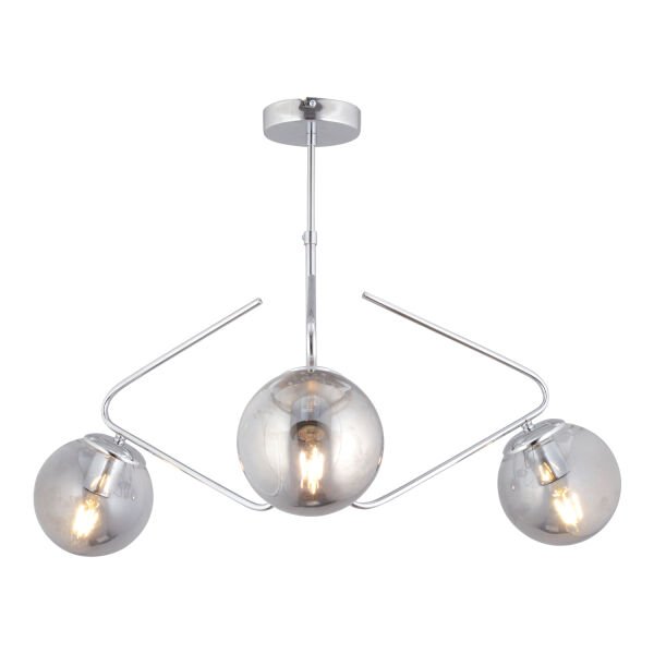 Mildred 3'lü Krom Füme Camlı Modern Sarkıt Genç Odası Mutfak Yatak Odası Salon Sarkıt Avize