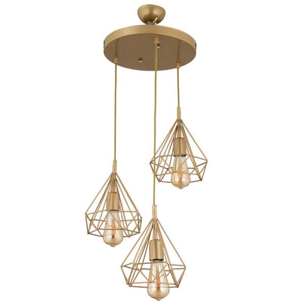 Bien 3Lü Yuvarlak Eskitme Modern Sarkıt Mutfak Yatak odası Salon Sarkıt Avize