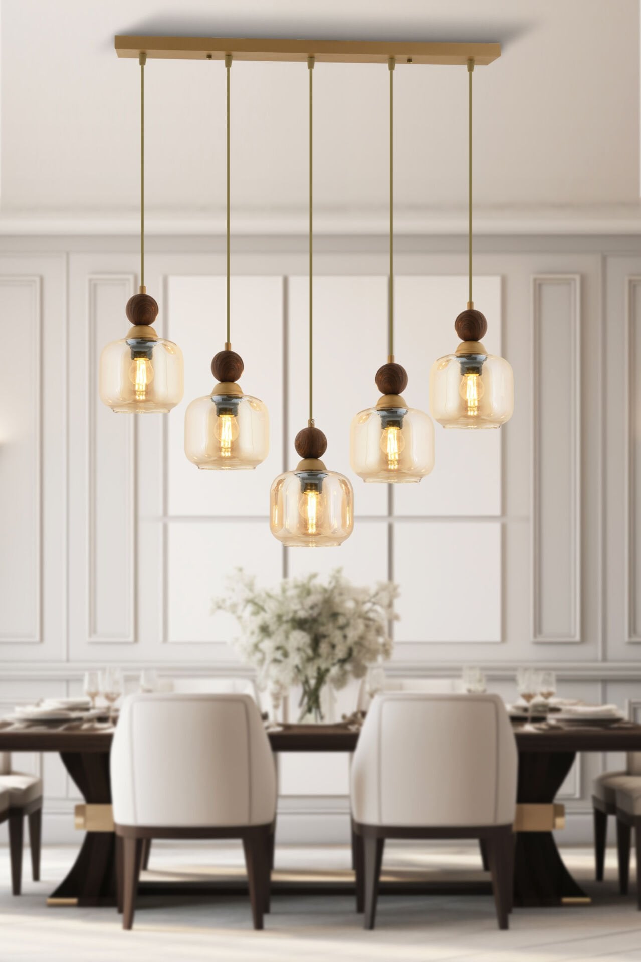 Dawson 5'li Sıralı Bohem Modern Sarkıt Salon Avize