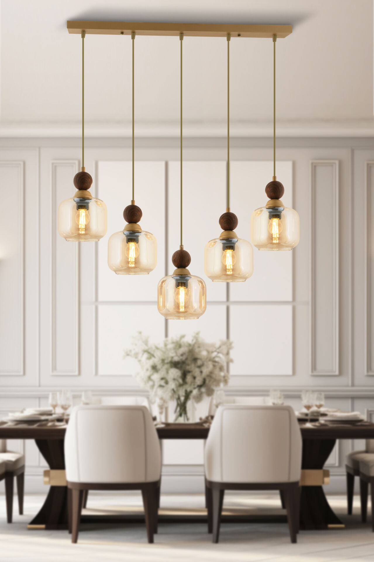 Dawson 5'li Sıralı Bohem Modern Sarkıt Salon Avize