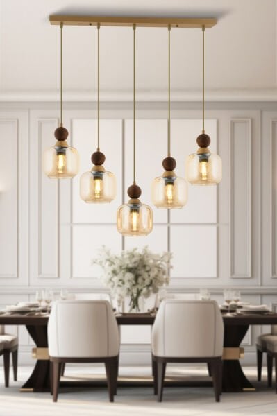 Dawson 5'li Sıralı Bohem Modern Sarkıt Salon Avize