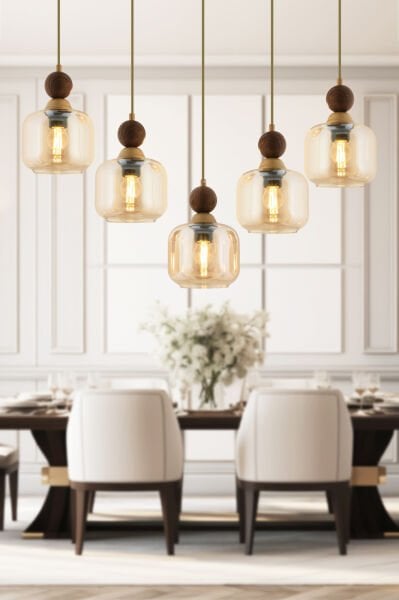 Dawson 5'li Sıralı Bohem Modern Sarkıt Salon Avize