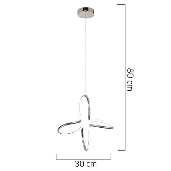 Lucetta Krom Sarkıt 48 Watt Sarkıt 3 Renkli Ledli Modern Mutfak Banyo Led Salon Sarkıt Avize