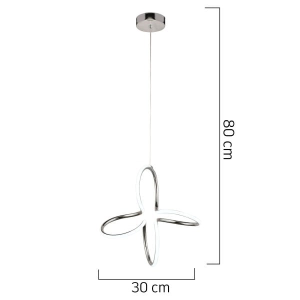 Lucetta Krom Sarkıt 48 Watt Sarkıt 3 Renkli Ledli Modern Mutfak Banyo Led Salon Sarkıt Avize