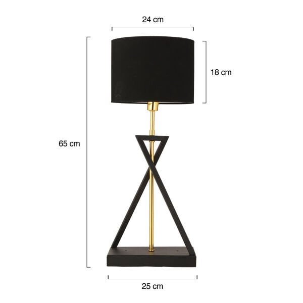 Yotta Siyah Gold Detaylı Dekoratif Siyah Şapkalı Modern Tasarım Retro Abajur