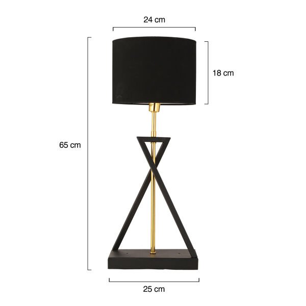 Yotta Siyah Gold Detaylı Dekoratif Siyah Şapkalı Modern Tasarım Retro Abajur