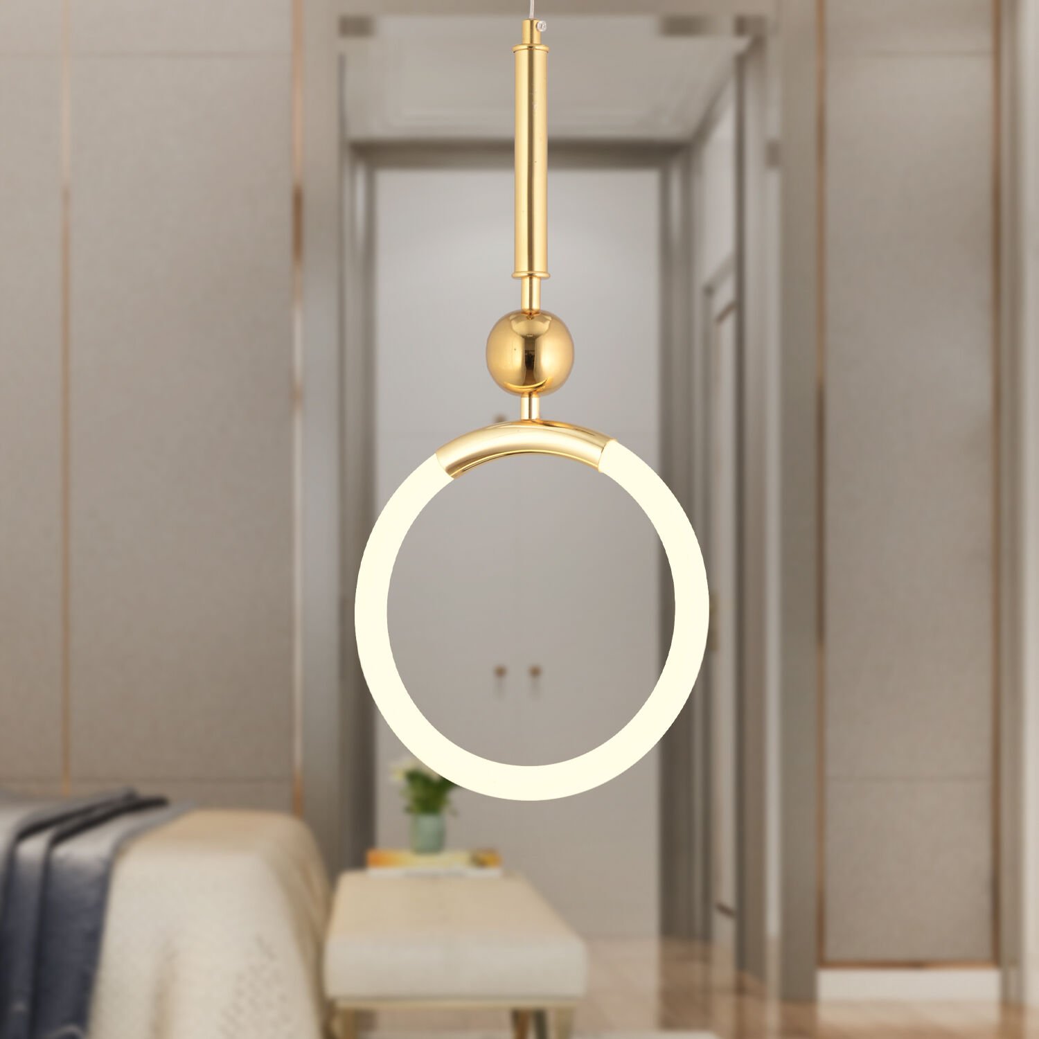 Struer Tekli Gold Ledli 20 Watt Modern Koridor, Yatak Odası Salon Sarkıt Led Avize