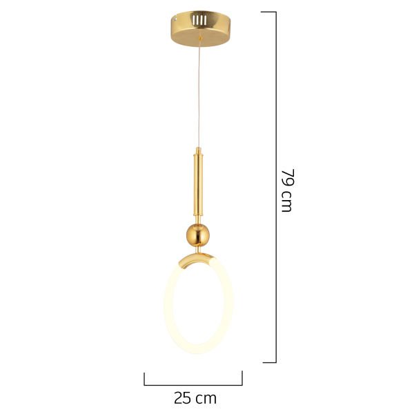 Struer Tekli Gold Ledli 20 Watt Modern Koridor, Yatak Odası Salon Sarkıt Led Avize