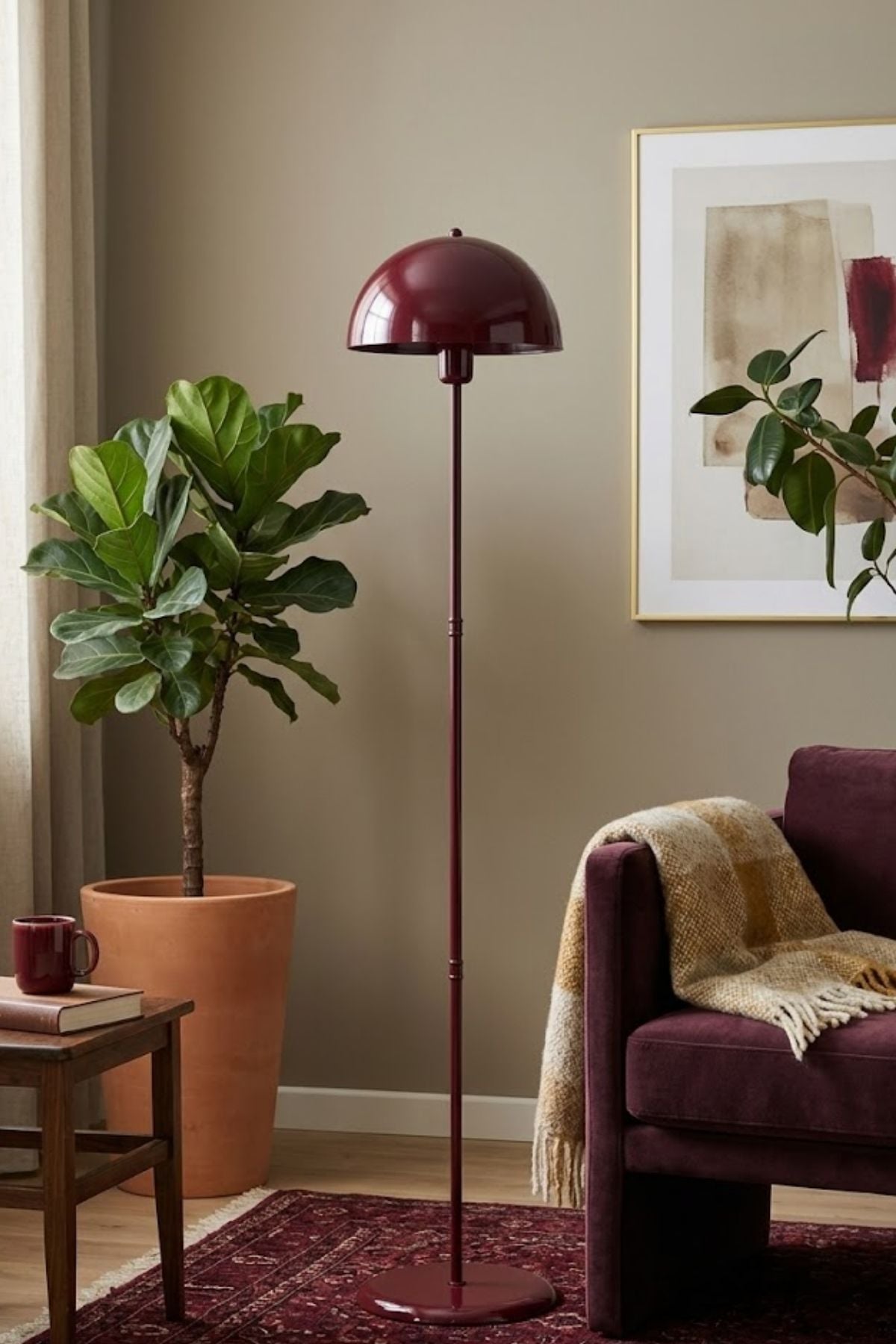 Erma Vişne Çürüğü Bordo Yer Lambası Pinterest Model Bohem Retro Köşe Renkli Lambader